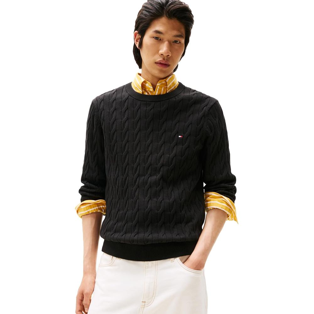 POLERA PARA HOMBRE TOMMY HILFIGER CUELLO REDONDO TEJIDO DE CABLE MANGA LARGA - 1
