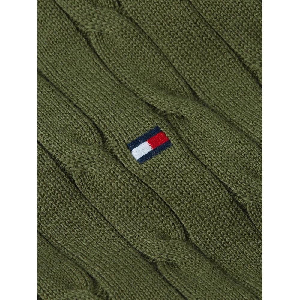 POLERA PARA HOMBRE TOMMY HILFIGER CUELLO REDONDO TEJIDO DE CABLE MANGA LARGA VERDE CAZA - 5