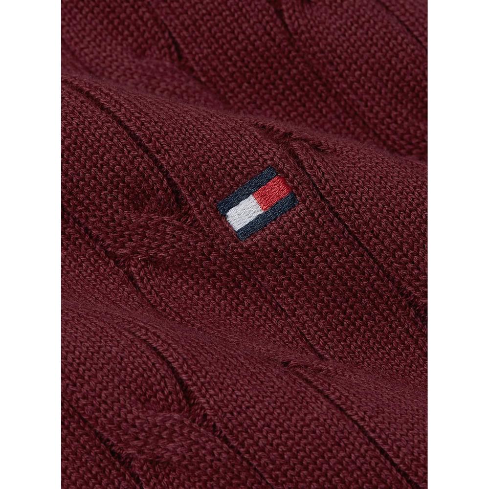 POLERA PARA HOMBRE TOMMY HILFIGER CUELLO REDONDO TEJIDO DE CABLE MANGA LARGA VINO - 5