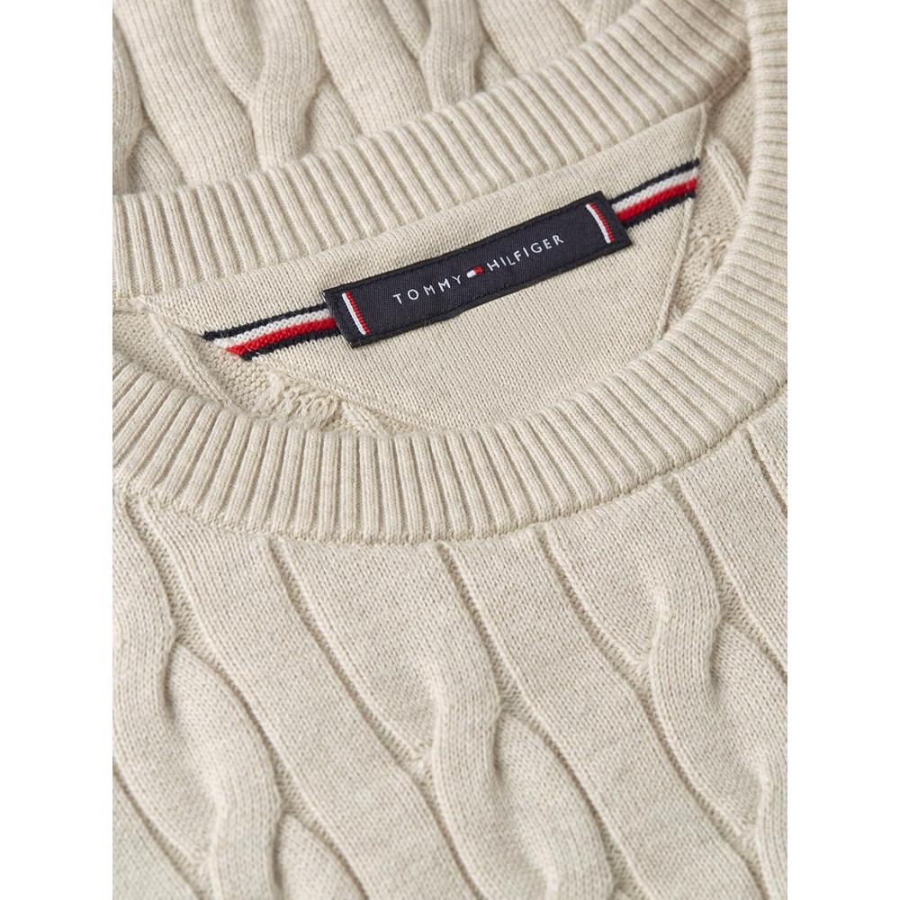POLERA PARA HOMBRE TOMMY HILFIGER CUELLO REDONDO TEJIDO DE CABLE MANGA LARGA BEIGE JASPEADO - 5