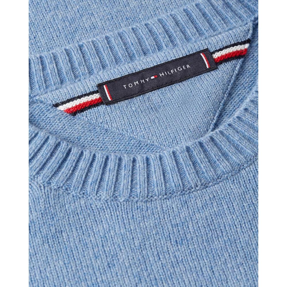 POLERA PARA HOMBRE TOMMY HILFIGER LAMBSWOOL CUELLO REDONDO MANGA LARGA REGULAR FIT AZUL CLARO JASPEADO - 5