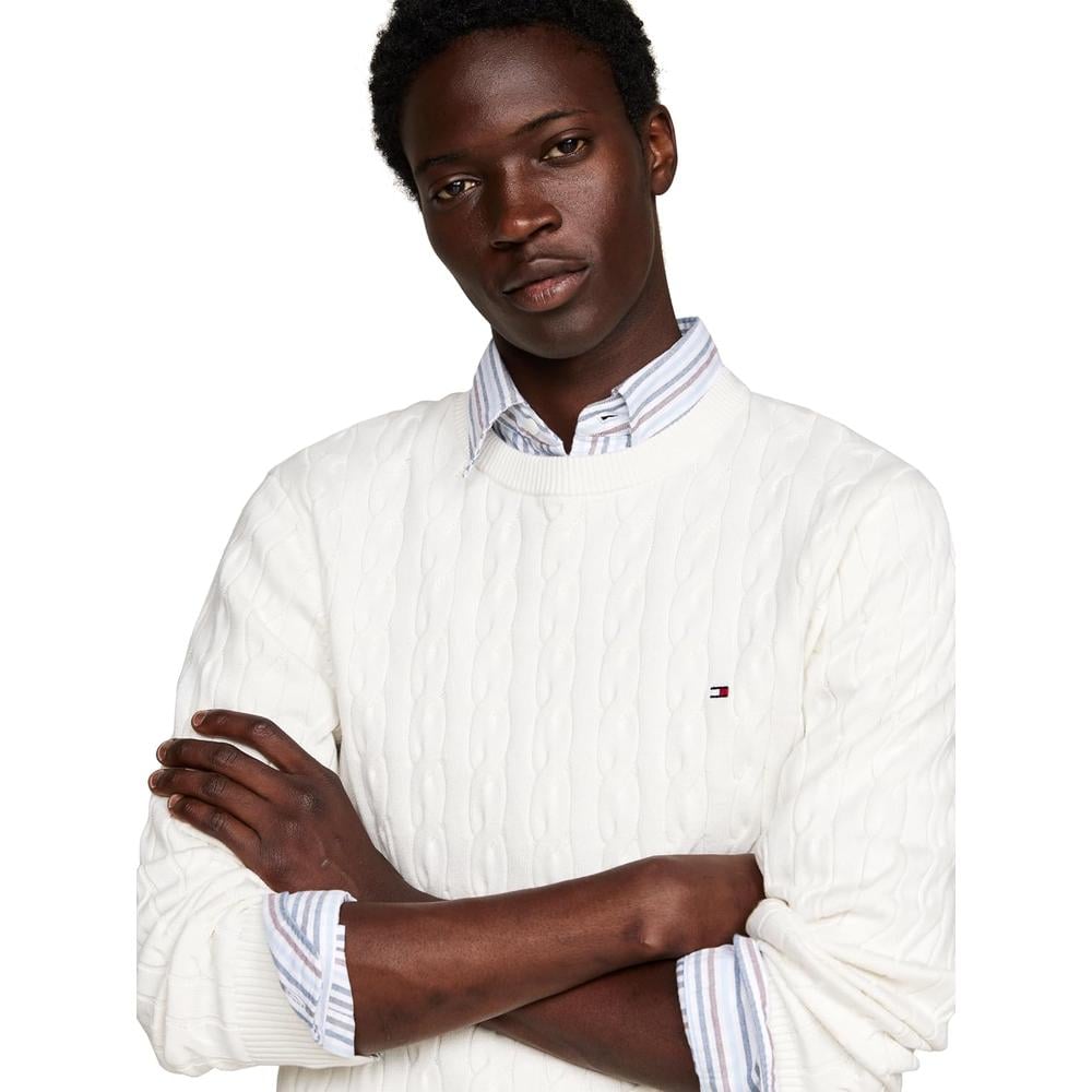 POLERA PARA HOMBRE TOMMY HILFIGER CUELLO REDONDO TEJIDO DE CABLE MANGA LARGA MARFIL - 2