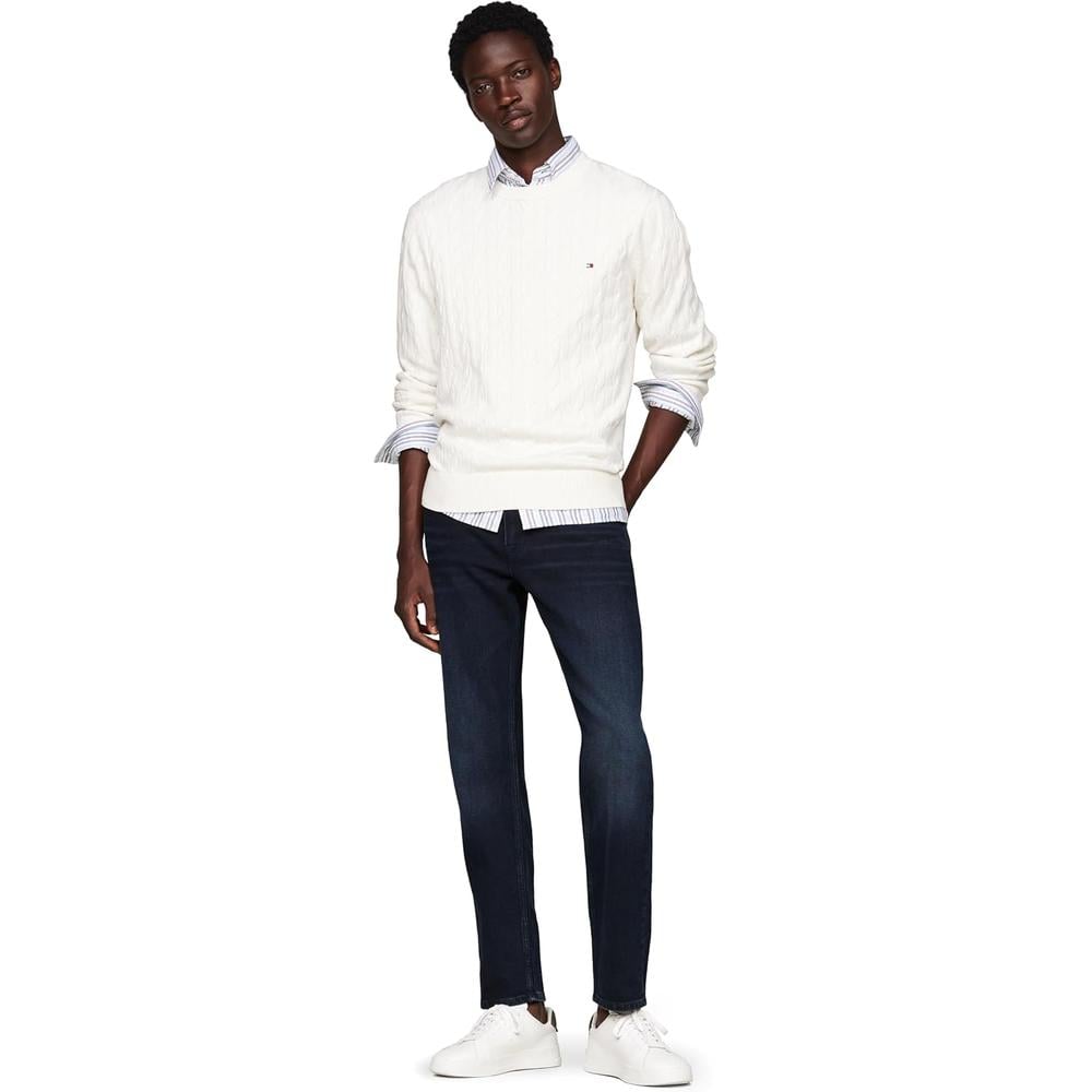 POLERA PARA HOMBRE TOMMY HILFIGER CUELLO REDONDO TEJIDO DE CABLE MANGA LARGA MARFIL - 4