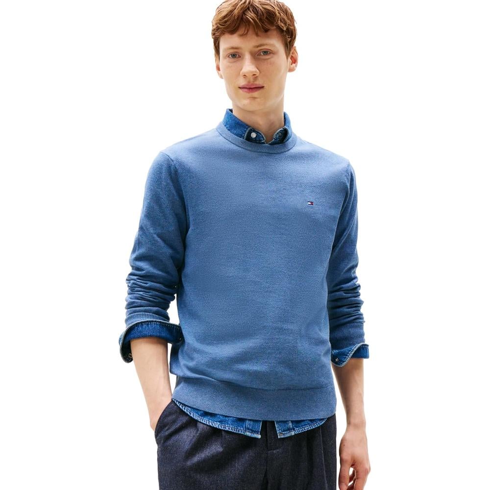 POLERA PARA HOMBRE TOMMY HILFIGER ESSENTIAL REGULAR FIT AZUL PETRÓLEO JASPEADO - 1