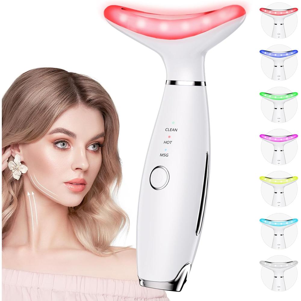 MASAJEADOR FACIAL GALVÁNICO 7 COLORES TERAPIA DE LUZ ROJA BLANCO - 2