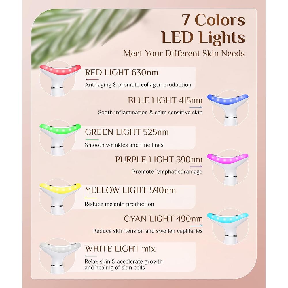 MASAJEADOR FACIAL GALVÁNICO 7 COLORES TERAPIA DE LUZ ROJA BLANCO - 3