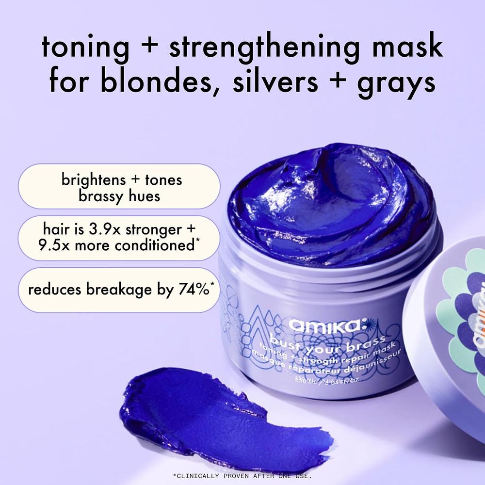 MASCARILLA CAPILAR AMIKA BUST YOUR BRASS TONIFICANTE Y REPARADORA 8 OZ / 250 ML - 2