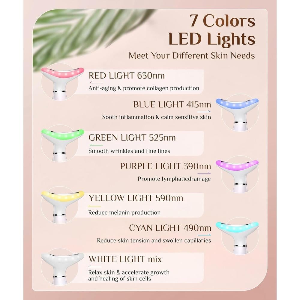 MASAJEADOR FACIAL GALVÁNICO 7 COLORES TERAPIA DE LUZ ROJA ROSA - 2