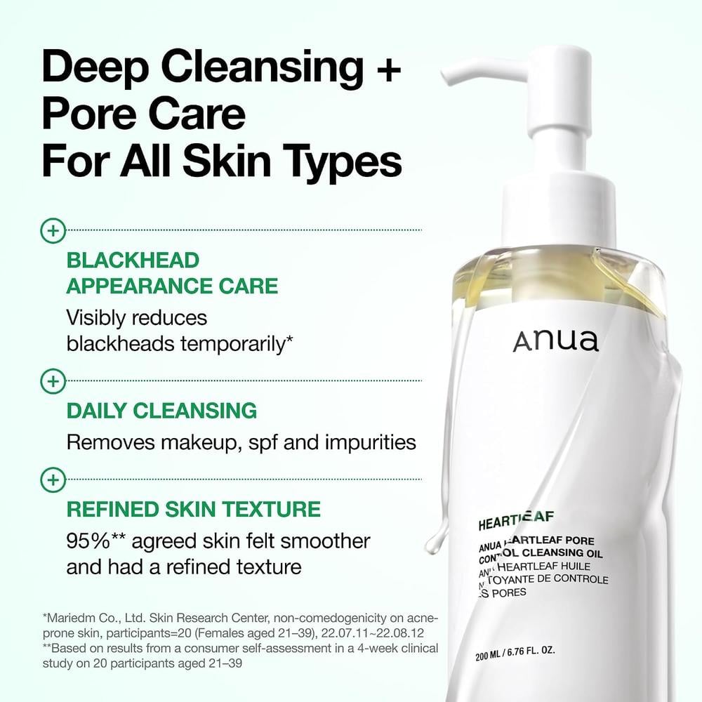 ACEITE LIMPIADOR FACIAL ANUA HEARTLEAF PORE CONTROL 6.8 OZ / 200 ML - 2