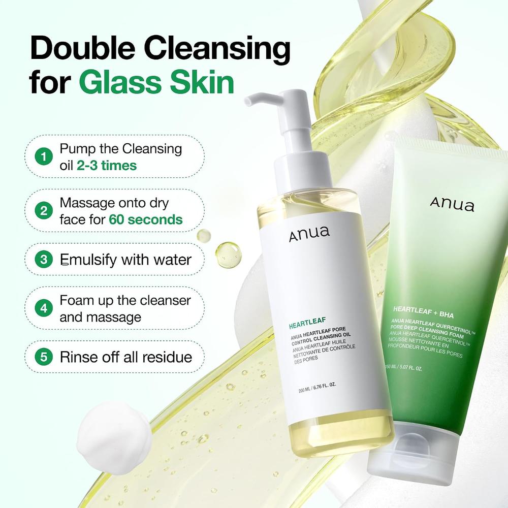 ACEITE LIMPIADOR FACIAL ANUA HEARTLEAF PORE CONTROL 6.8 OZ / 200 ML - 4