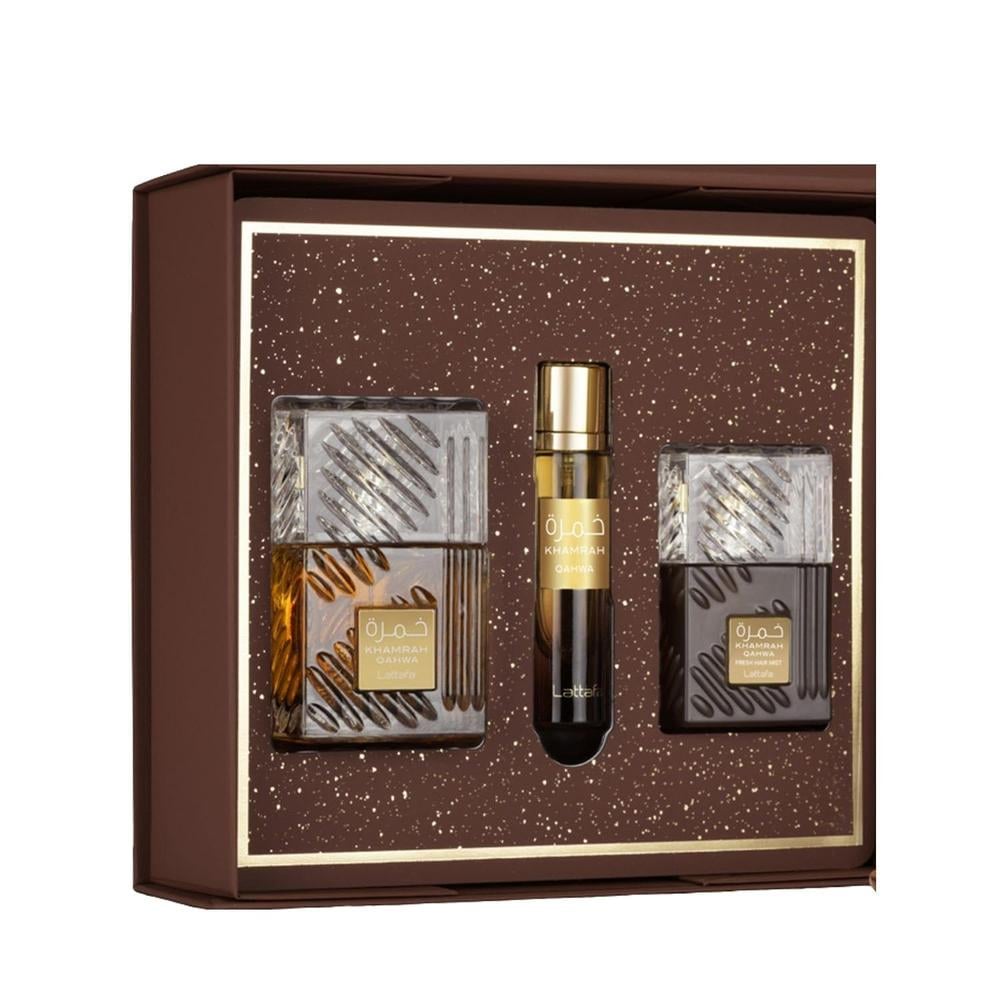 SET PERFUME KHAMRAH QAHWA LATTAFA EDP 3 PZS - 1