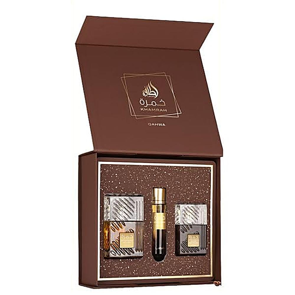 SET PERFUME KHAMRAH QAHWA LATTAFA EDP 3 PZS - 3