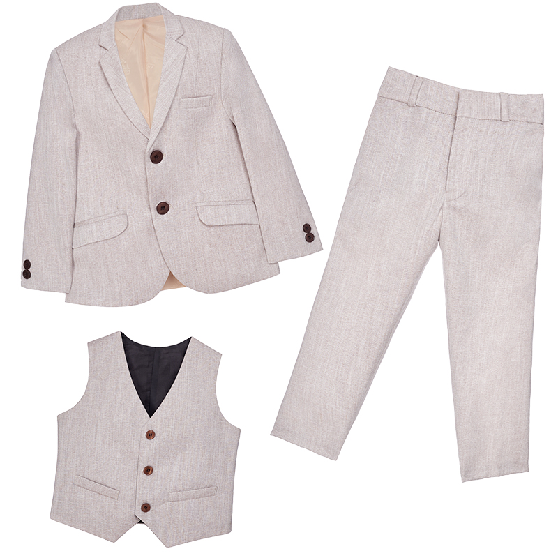 TERNO NIÑO LIMA FASHION KIDS CREMA ELEGANTE 3 PIEZAS SOFISTICADO BAUTIZO ARENA - 3