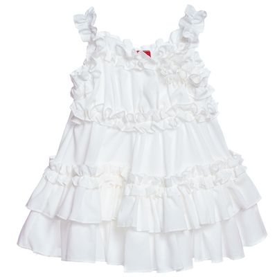 VESTIDO ALGODÓN BEBÉ NIÑA LIMA FASHION KIDS BLANCO CAPAS Y VOLANTES - 1
