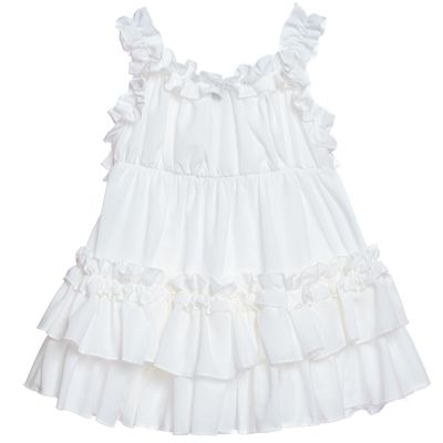VESTIDO ALGODÓN BEBÉ NIÑA LIMA FASHION KIDS BLANCO CAPAS Y VOLANTES - 2