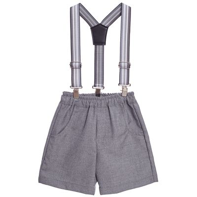 CONJUNTO BEBÉ NIÑO LIMA FASHION KIDS GRIS ELEGANTE TIRANTES PANTALÓN CORTO GALA - 2