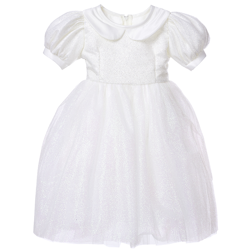 VESTIDO MAXI NIÑA LIMA FASHION KIDS BLANCO BAUTIZO BRILLOS DIAMANTE - 1