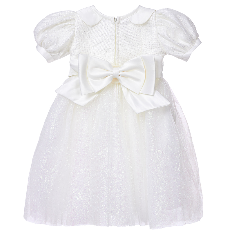 VESTIDO MAXI NIÑA LIMA FASHION KIDS BLANCO BAUTIZO BRILLOS DIAMANTE - 2