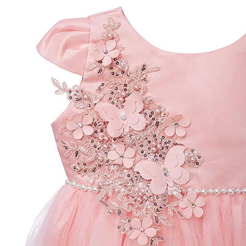 VESTIDO MIDI NIÑA LIMA FASHION KIDS CORAL AGUA ROSA QUARZO PRECIOSA - 2