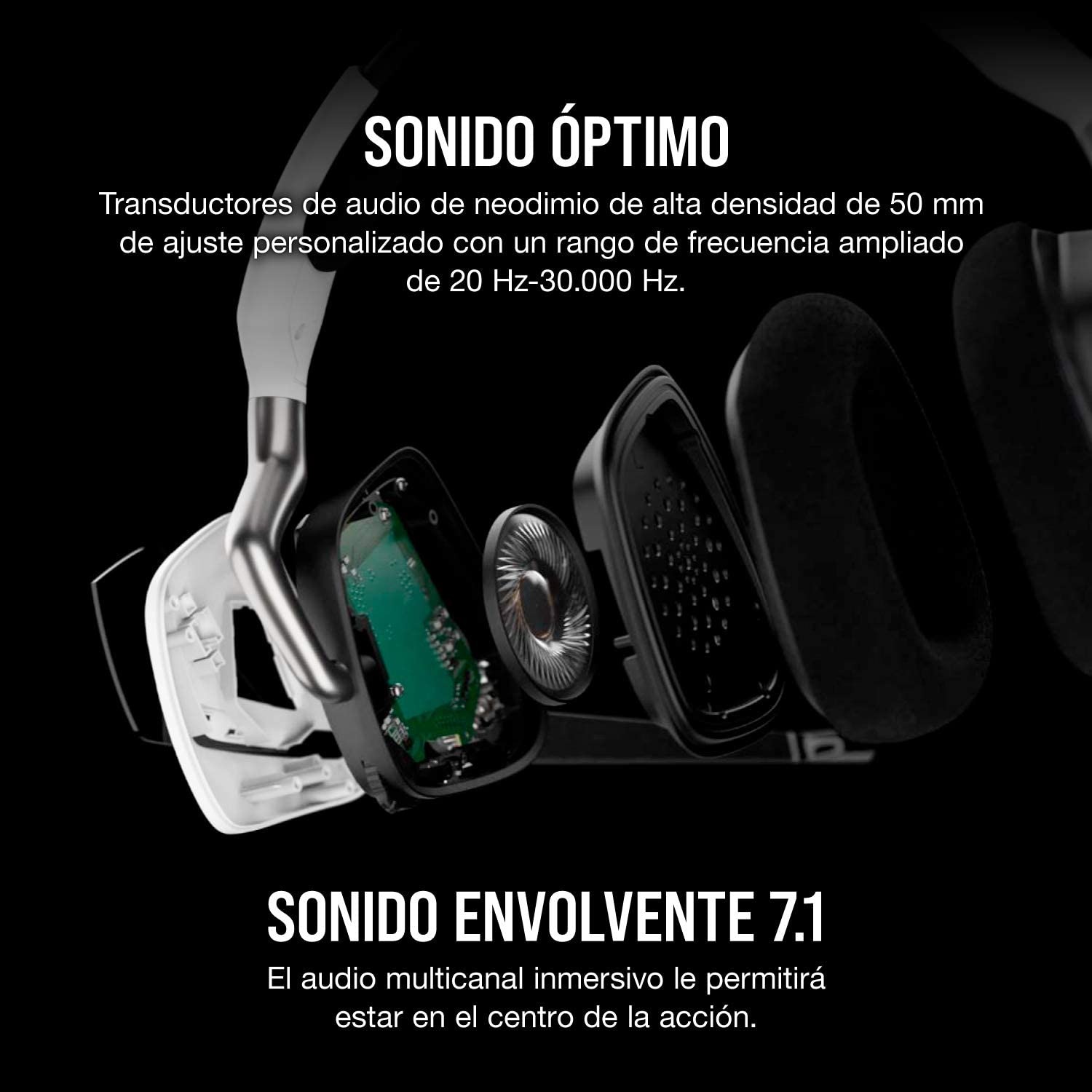 AUDÍFONOS GAMER CORSAIR VOID RGB ELITE WIRELESS SONIDO 71 BLANCO - 4