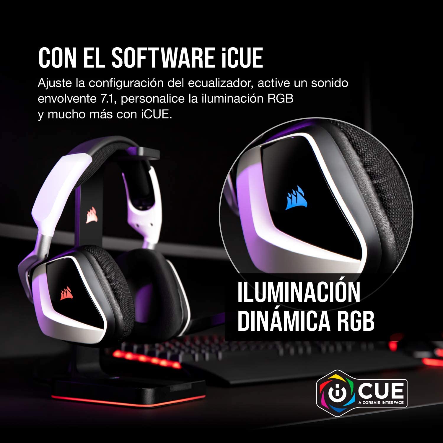 AUDÍFONOS GAMER CORSAIR VOID RGB ELITE WIRELESS SONIDO 71 BLANCO - 6