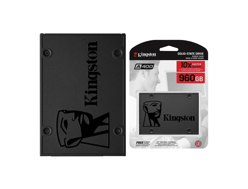 SSD Kingston A400, 960 GB, SATA, Leitura: 500MB/s e Gravação: 450MB/s