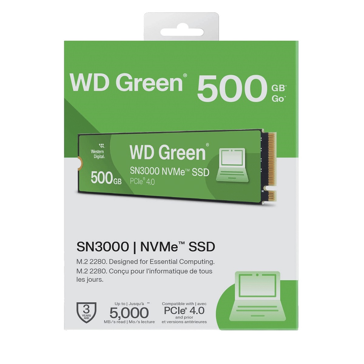 DISCO SSD WESTERN DIGITAL SN3000 500GB GREEN M2 2280 PCIE 4.0 NVME - 3
