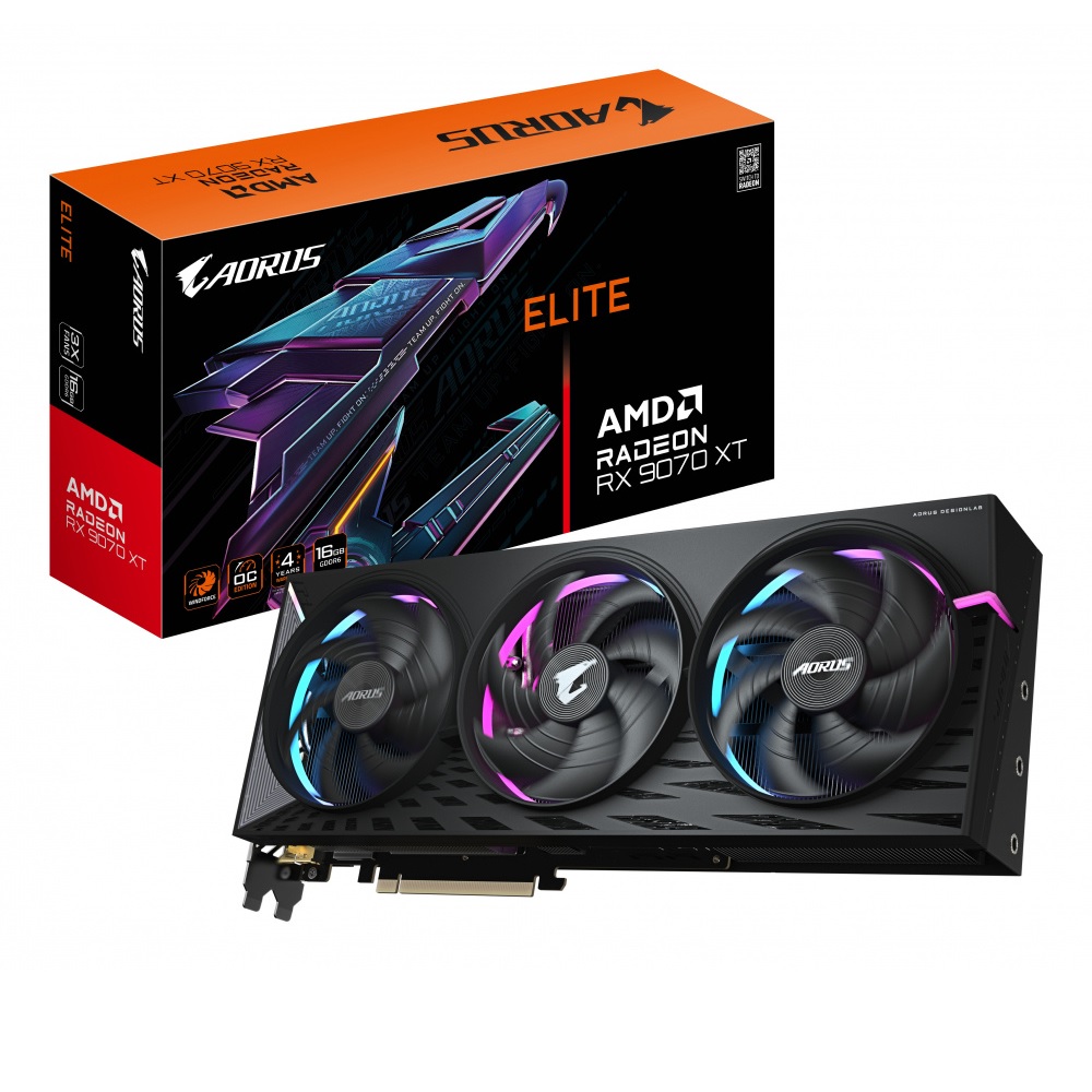 TARJETA DE VIDEO GIGABYTE AMD AORUS RADEON RX 9070 XT ELITE 16GB 256-BIT GDDR6 PCI EXPRESS 5.0 - 1