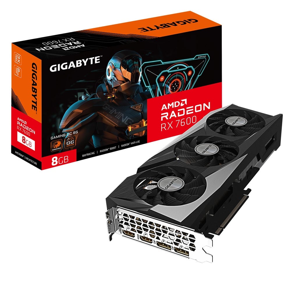 TARJETA DE VIDEO GIGABYTE AMD RADEON RX 7600 GAMING OC 8GB 128-BIT GDDR6 PCIE 4.0 - 1