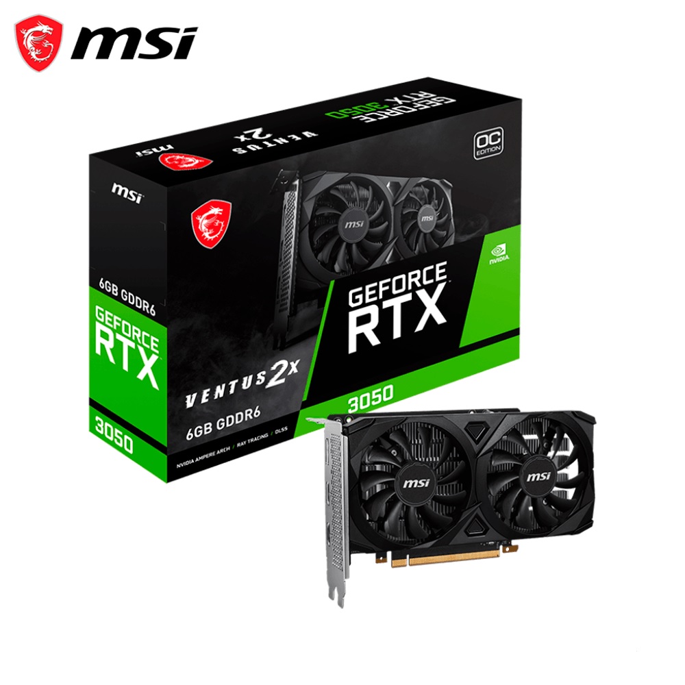 TARJETA DE VIDEO MSI GEFORCE RTX 3050 VENTUS 2X 6G OC 6GB GDDR6 PCIE 4 - 1