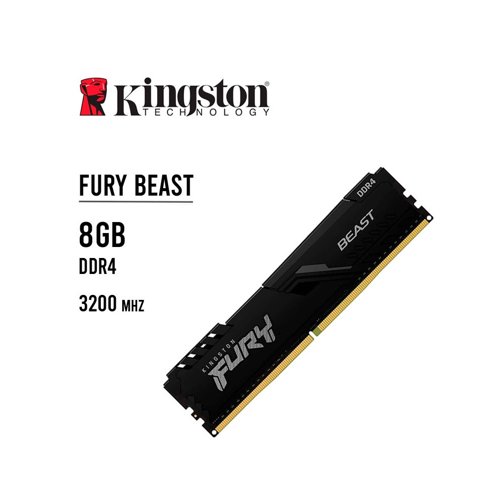 MEMORIA RAM KINGSTON FURY BEAST 8GB DDR4 3200MHZ CL16 KF432C16BB8 - 1