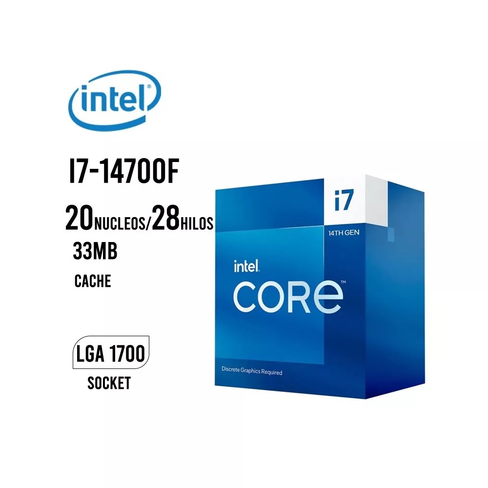 PROCESADOR INTEL CORE I7 14700F 210-540GHZ 33MB SMART CACHE LGA1700 - 3