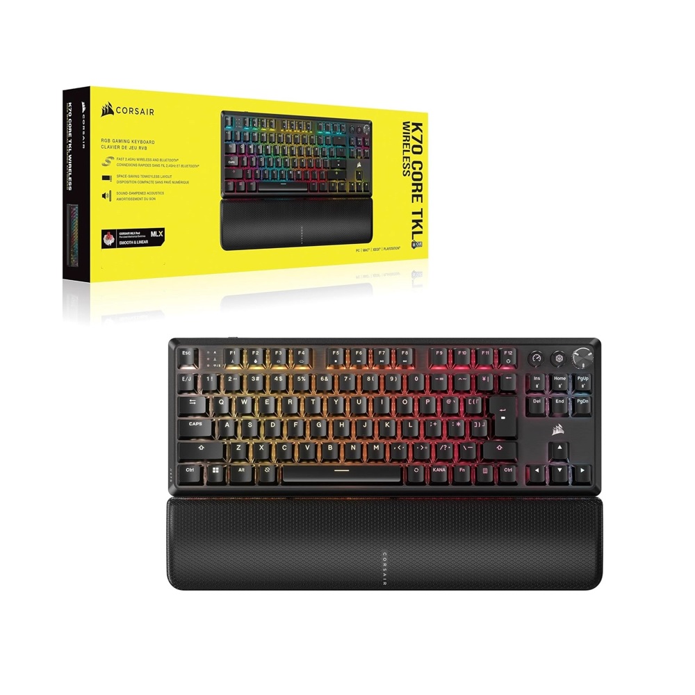 TECLADO MECANICO CORSAIR K70 CORE TKL WIRELESS RGB NEGRO REPOSAMUÑECAS 1000HZ - 3