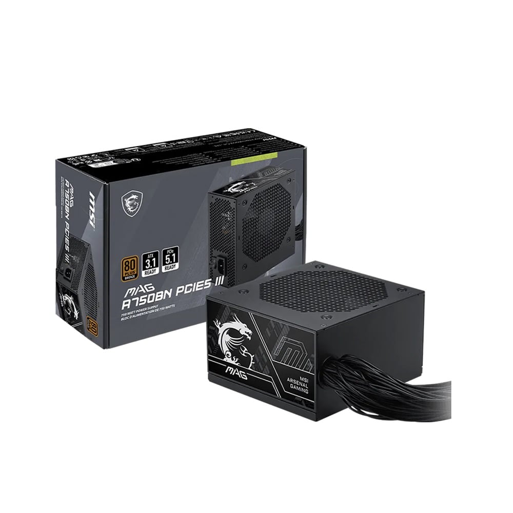 FUENTE DE PODER MSI MAG A750BN PCIE5 III 750W NEGRO 80 PLUS BRONZE ATX - 1