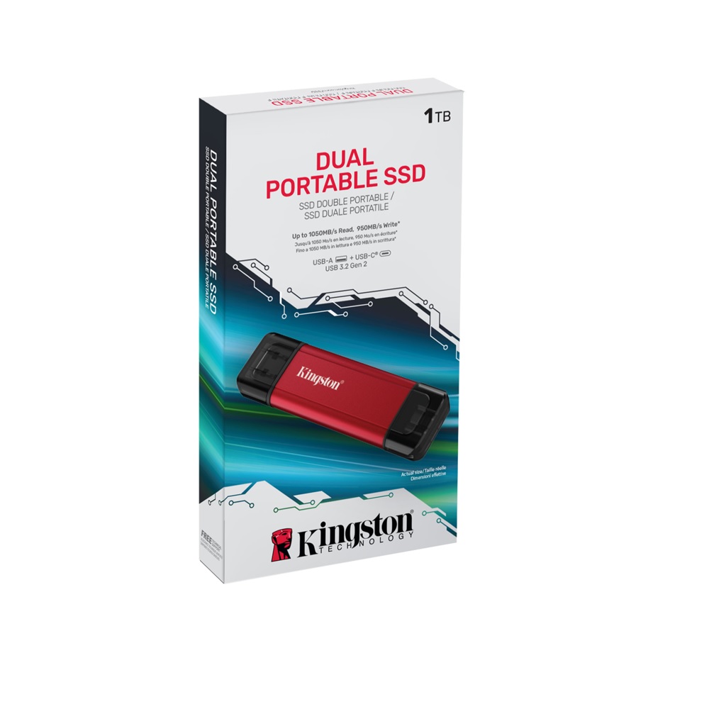 UNIDAD DE ESTADO SOLIDO DUAL PORTABLE KINGSTON 1TB ROJO USB-A USB-C SPSD/1TB - 4
