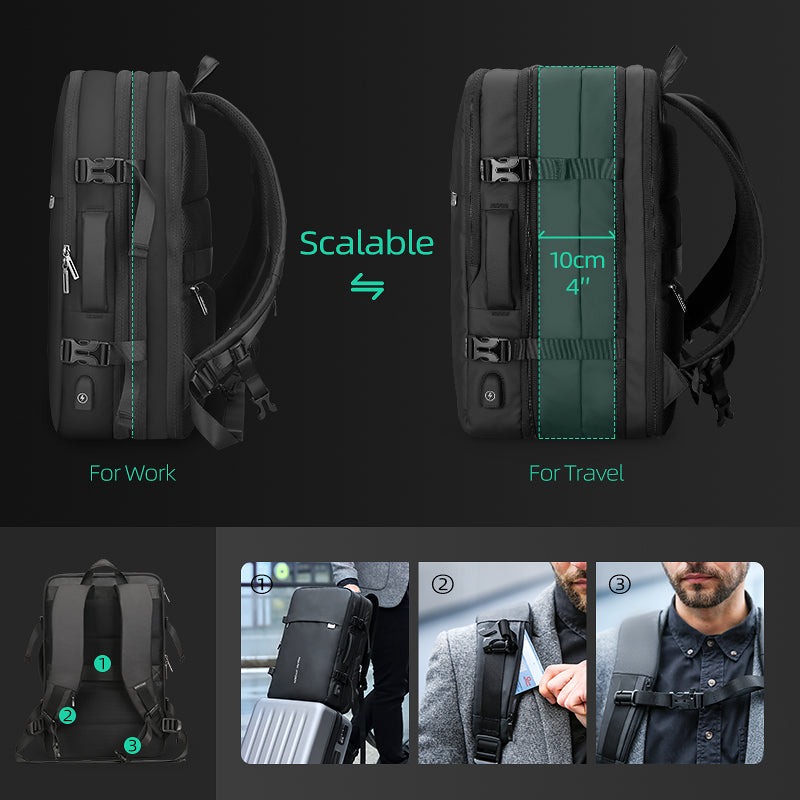 MOCHILA MARK RYDEN MODELO TRAVEL EXPANDIBLE MR8057 NEGRO - 2