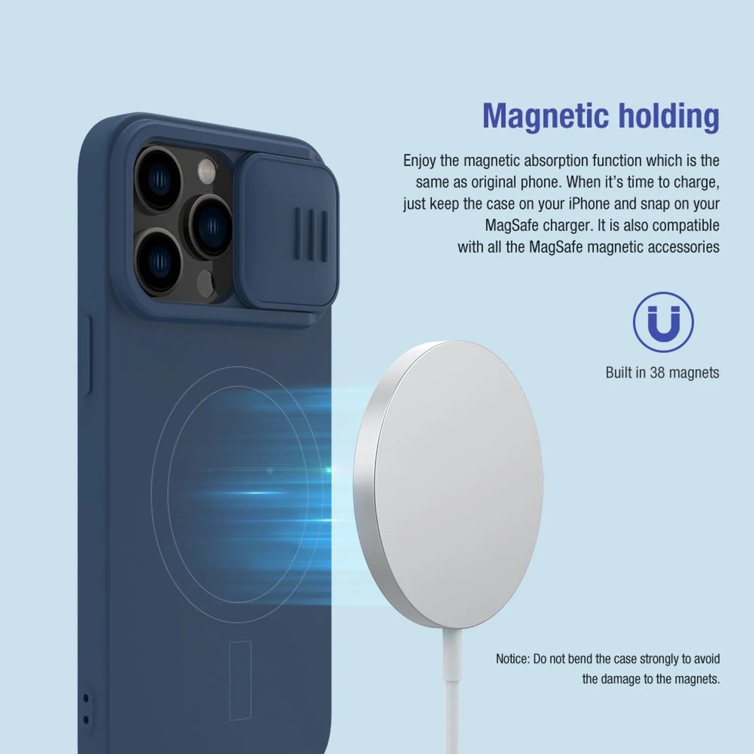 CASE NILLKIN SILICONE BLUE - IPHONE 14 PRO MAX (MAGSAFE) - 7