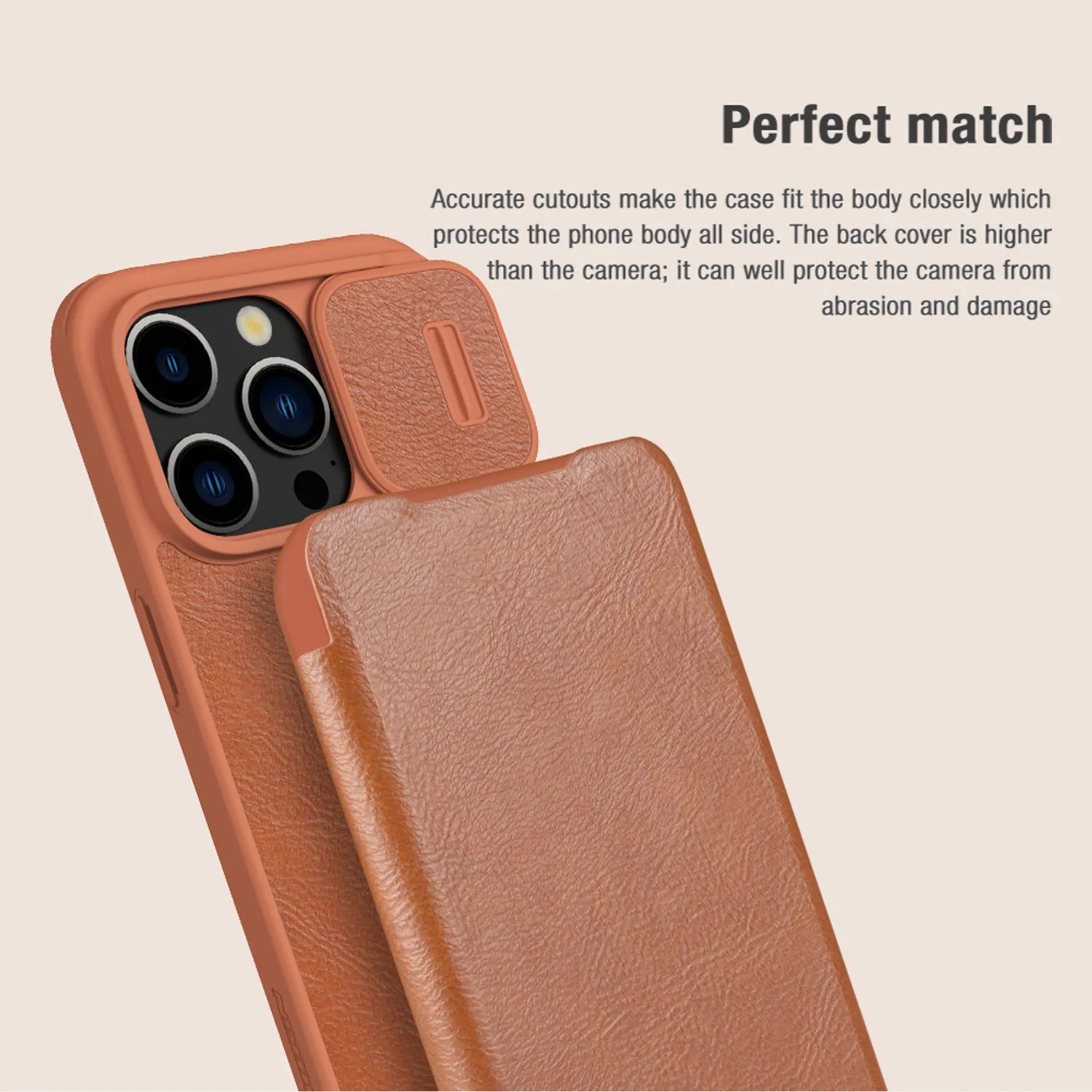 CASE NILLKIN QIN LEATHER BROWN - IPHONE 15 PRO MAX - 5