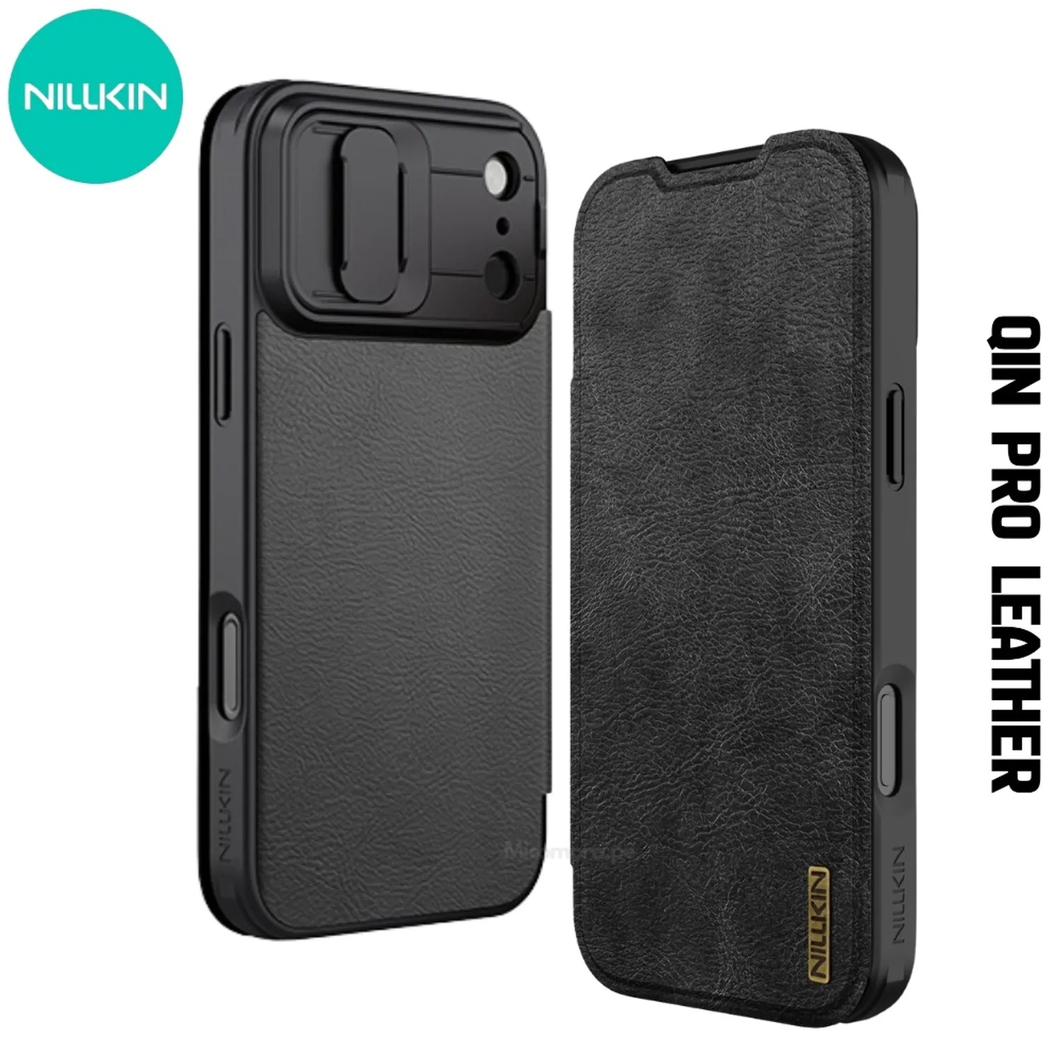 CASE NILLKIN QIN PRO LEATHER - IPHONE 17 PRO MAX - NEGRO - 1