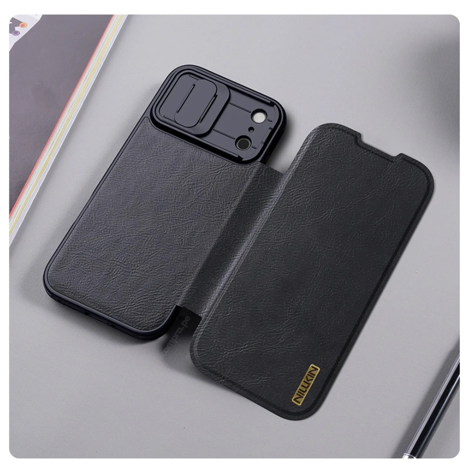 CASE NILLKIN QIN PRO LEATHER - IPHONE 17 PRO MAX - NEGRO - 6