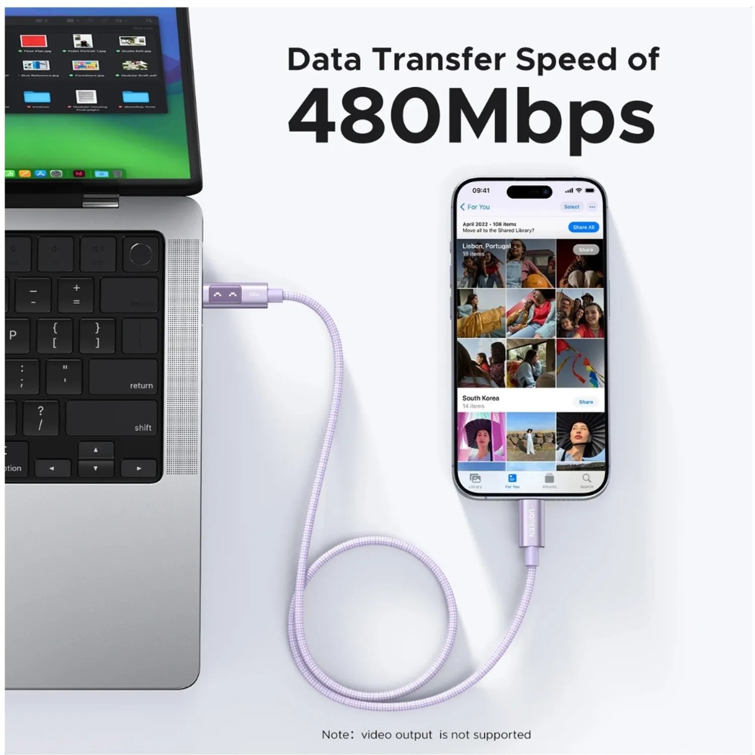 CABLE ROBOT PURPLE USB-C 100W UGREEN UNO L509 - 5