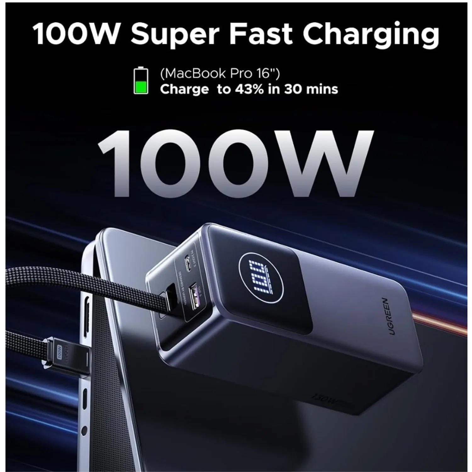 UGREEN NEXODE POWER BANK 20000MAH 130W CON CABLE USB - 3