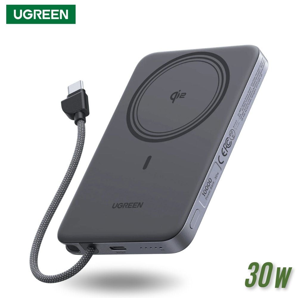 POWER BANK MAGNETICA UGREEN MAGFLOW AIR QI2 30W 10000MAH SPACE GREY PB570 - 1