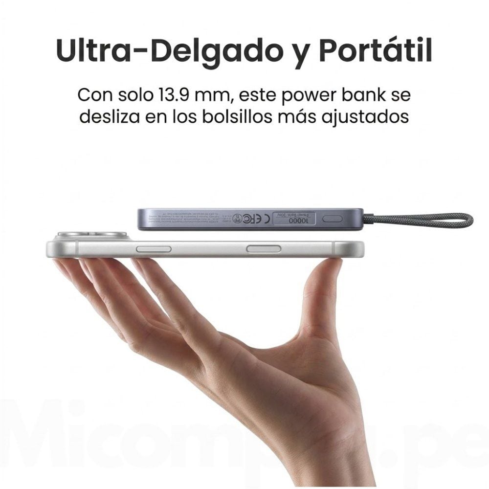 POWER BANK MAGNETICA UGREEN MAGFLOW AIR QI2 30W 10000MAH SPACE GREY PB570 - 3