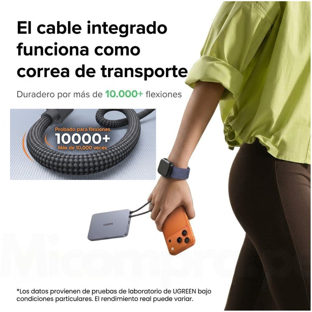 POWER BANK MAGNETICA UGREEN MAGFLOW AIR QI2 30W 10000MAH SPACE GREY PB570 - 4