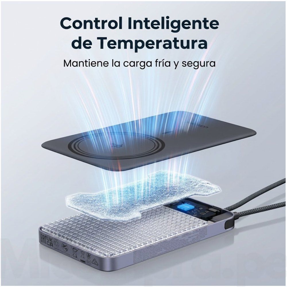 POWER BANK MAGNETICA UGREEN MAGFLOW AIR QI2 30W 10000MAH SPACE GREY PB570 - 5
