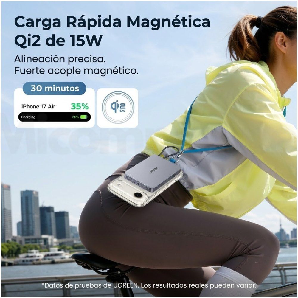 POWER BANK MAGNETICA UGREEN MAGFLOW AIR QI2 30W 10000MAH SPACE GREY PB570 - 7