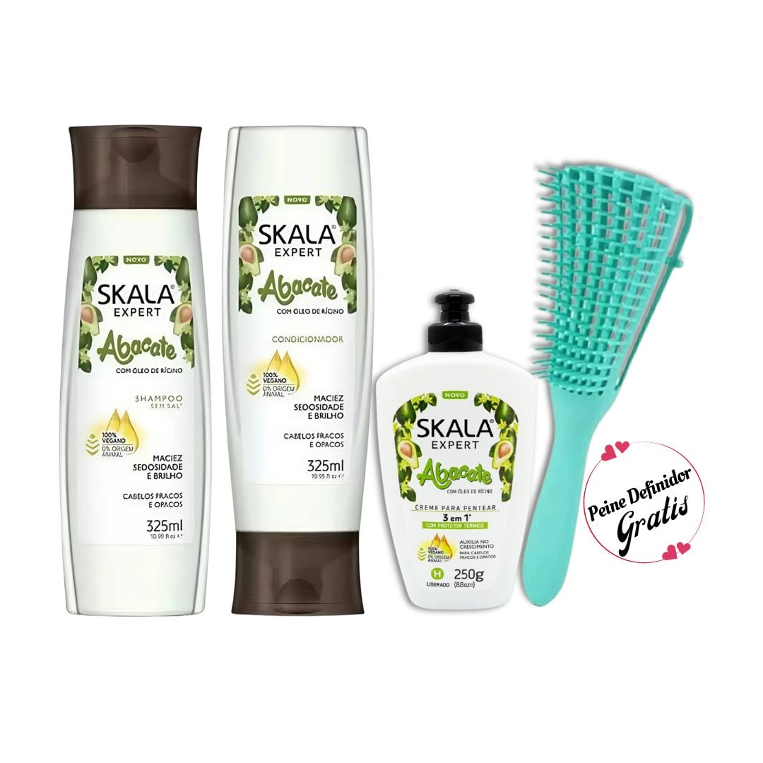 SHAMPOO + ACONDICIONADOR + CREMA DE PEINAR ABACATE SKALA - 1