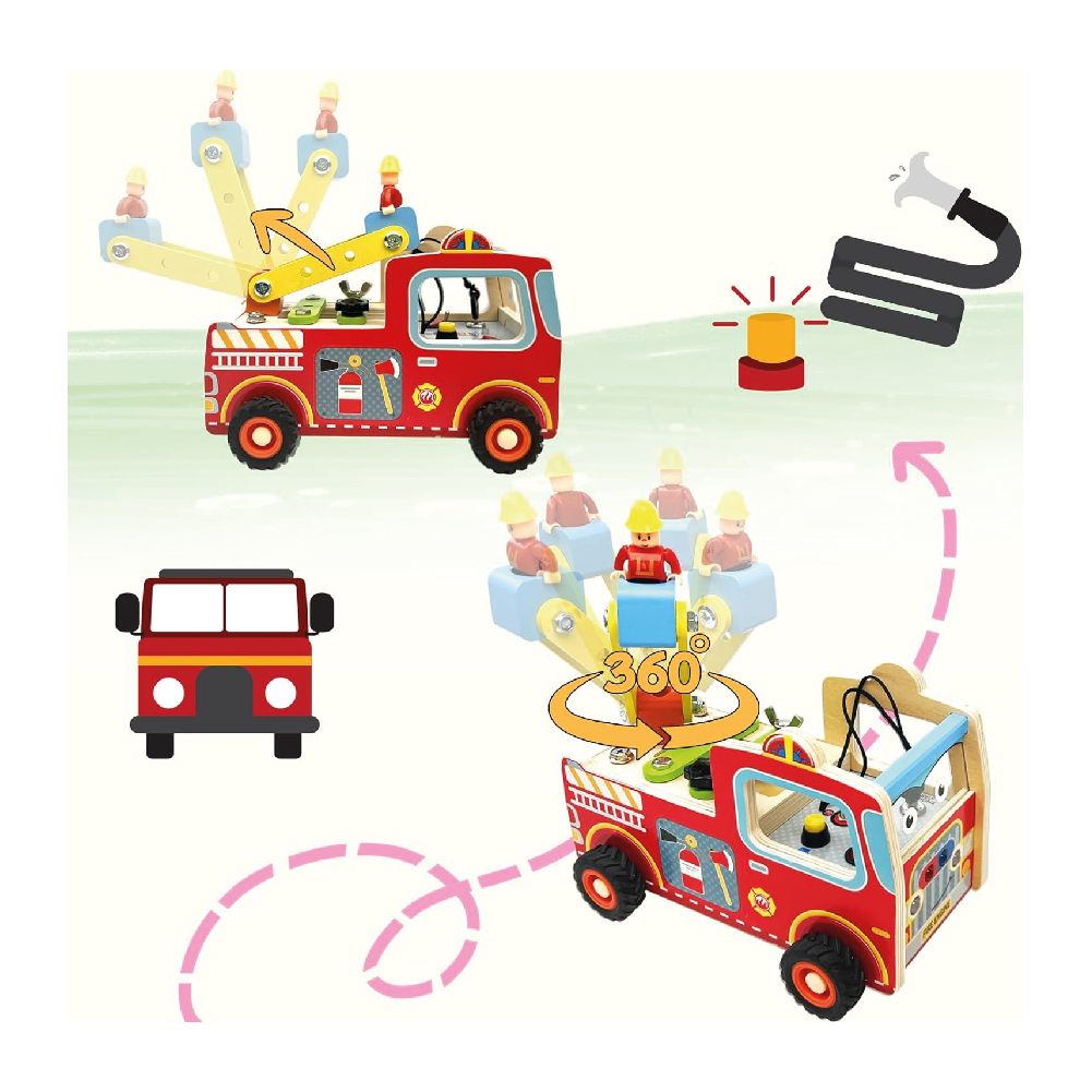 JUGUETE DIDÁCTICO CARRITO DE BOMBERO CON SONIDO MONTESSORI - 2
