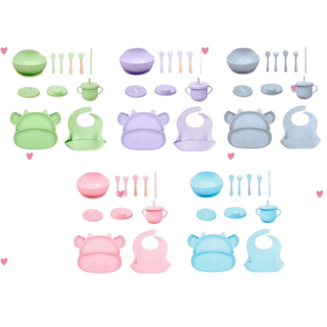 SET DE ALIMENTACION INFANTIL DISEÑO DE VACA - 1